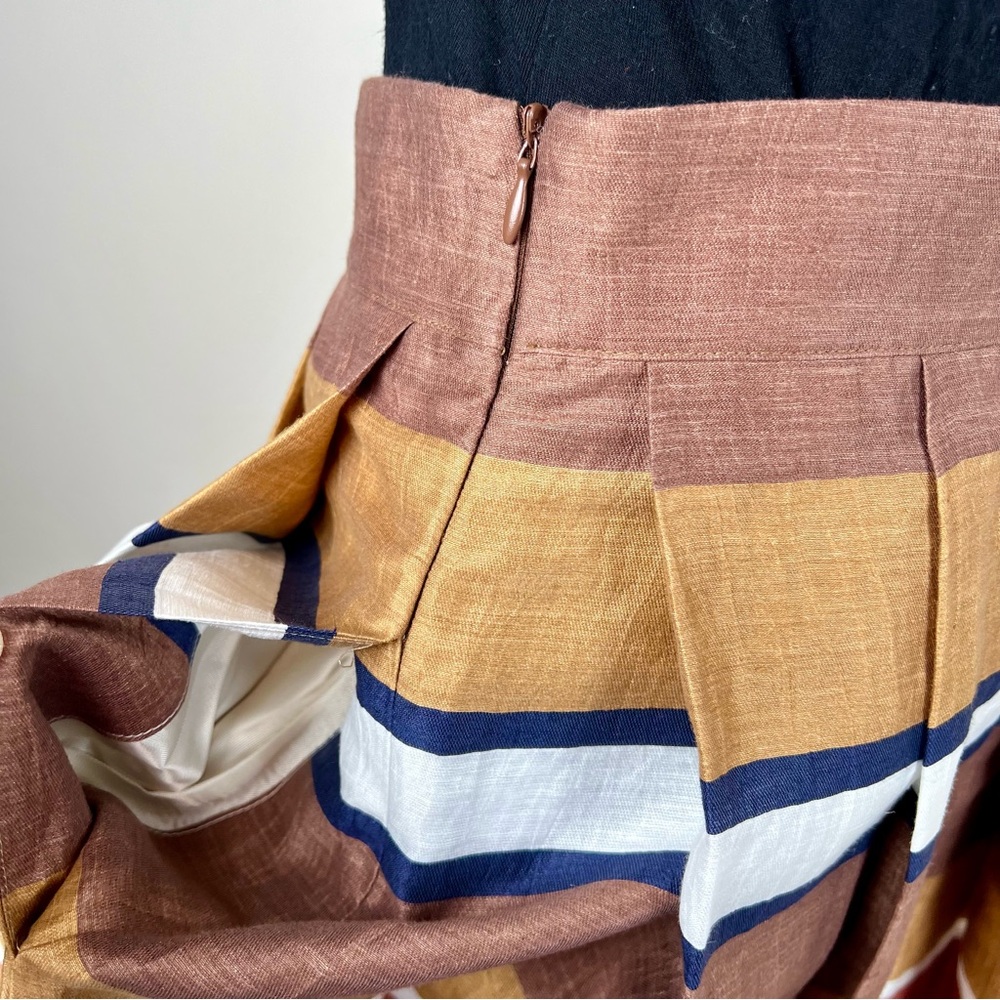 Eleventy Striped Flax Linen Maxi Skirt Earth Tone Size 8 - Picture 4 of 8